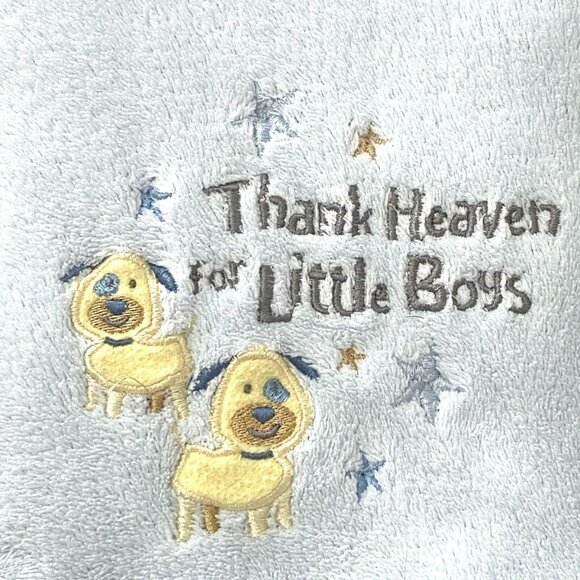 Little Beginnings Boys Super Soft Blue Blanket with Puppies - Picture 1 of 9